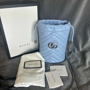 Gucci Sky Blue Quilted Bucket Bag